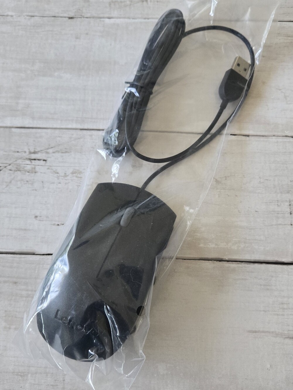 Lenovo Black Wired USB Optical Mouse with Scroll Wheel